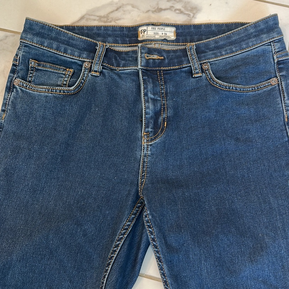Free People Blue Flare Wide Leg Jeans - Picture 2 of 4